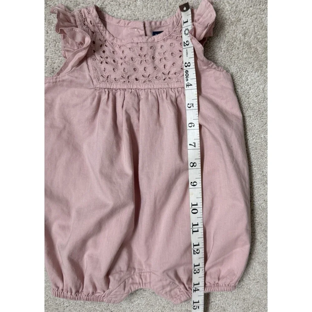 BabyGap 3/6 Pink Eyelet Ruffle Sleeveless Bubble Romper One-Piece Flutter Sleeve